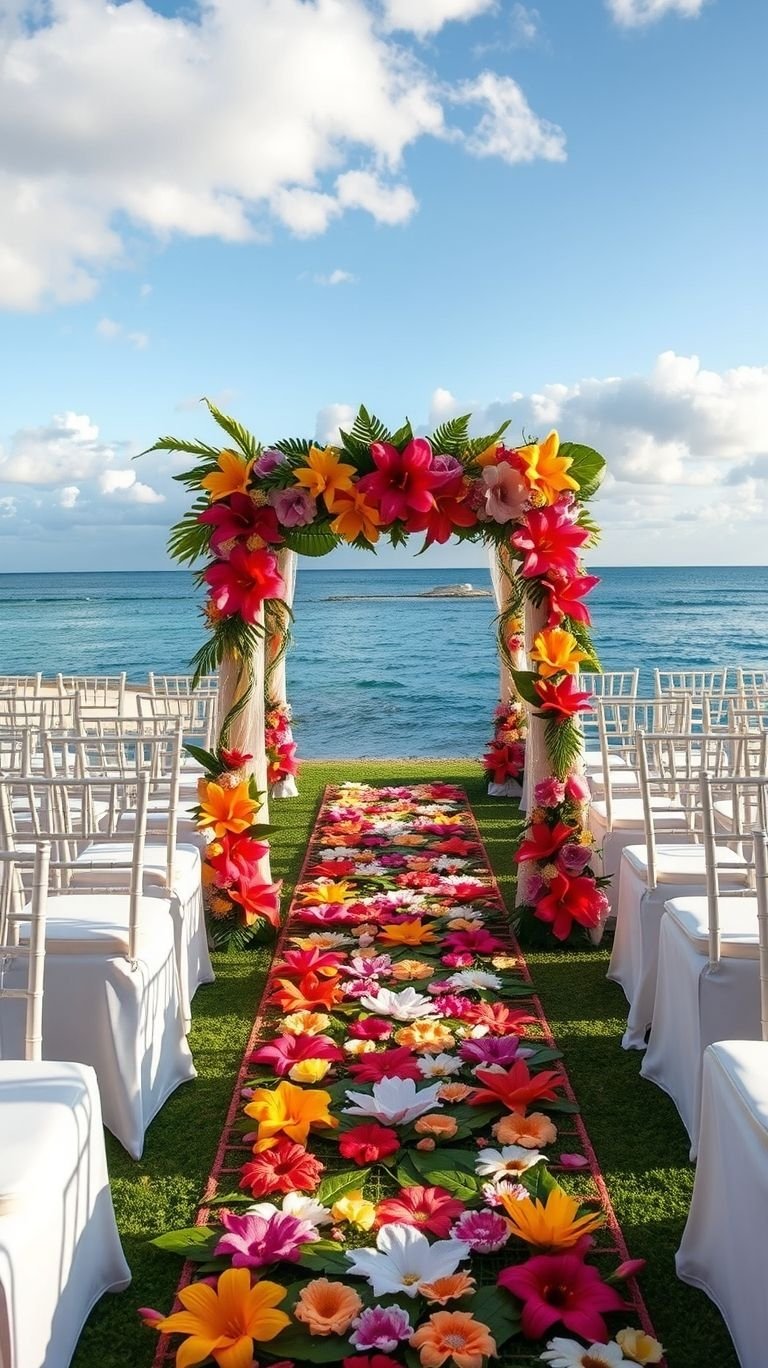 Tropical Wedding Ideas: Guaranteed Gorgeous Celebrations | Pocoko Imagine walking down an aisle kissed by the ocean breeze, surrounded by vibrant tropical flowers—pure destination wedding magic!