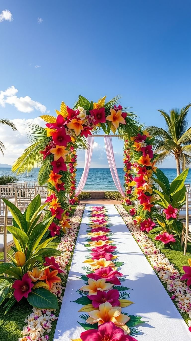 Tropical Wedding Ideas: Guaranteed Gorgeous Celebrations | Pocoko Your aisle, but make it tropical! Let lush florals and ocean views frame your perfect walk down the aisle.