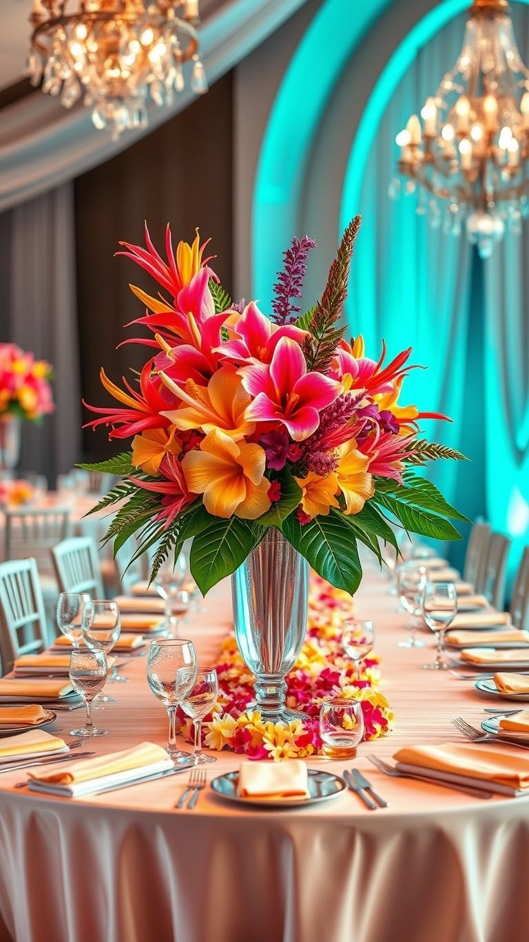 Tropical Wedding Ideas: Guaranteed Gorgeous Celebrations | Pocoko Think big, think bold, think tropical! These floral centerpieces aren’t just decorations—they’re vibrant, eye-catching statements!