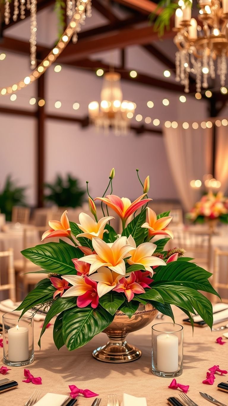 Tropical Wedding Ideas: Guaranteed Gorgeous Celebrations | Pocoko Why settle for simple when your floral centerpiece can be a showstopper? Tropical flowers bring bold color and exotic charm to every celebration!