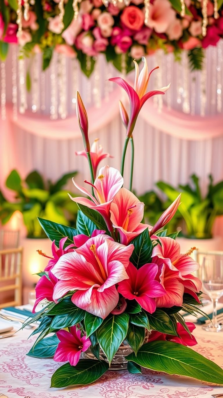 Tropical Wedding Ideas: Guaranteed Gorgeous Celebrations | Pocoko Bring the heat with bold tropical blooms! These centerpieces radiate sunshine, exotic elegance, and vacation-worthy beauty.