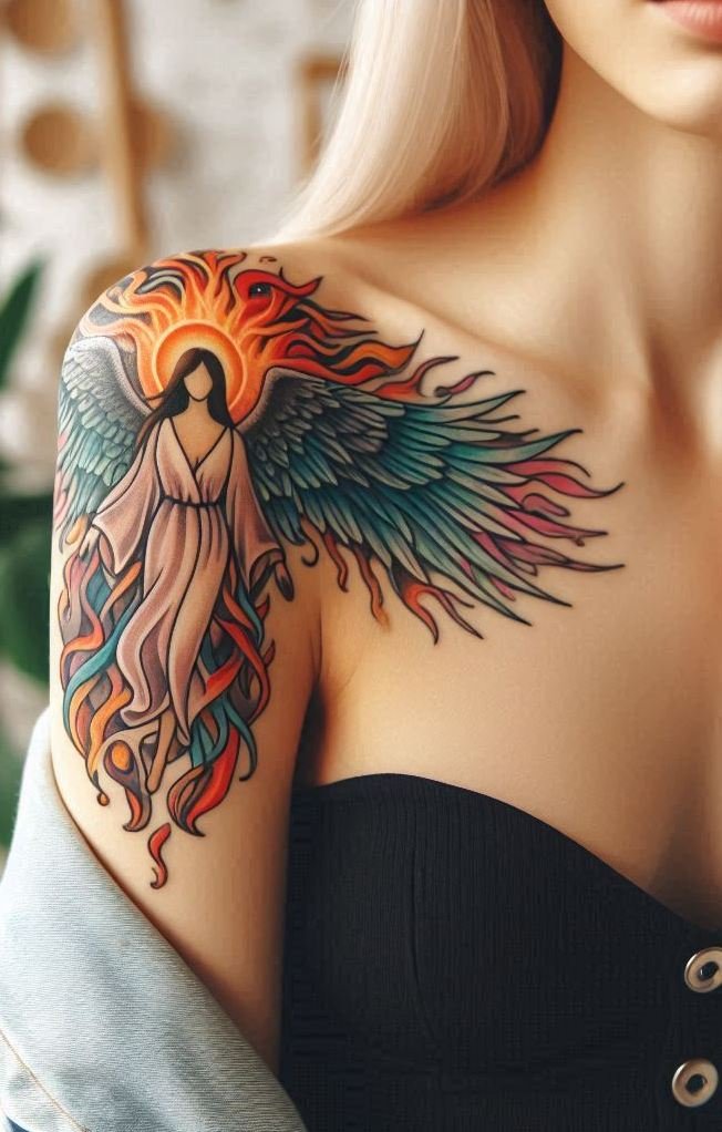When divinity dances with flames, you get tattoos that embody power, passion, and a touch of celestial drama!