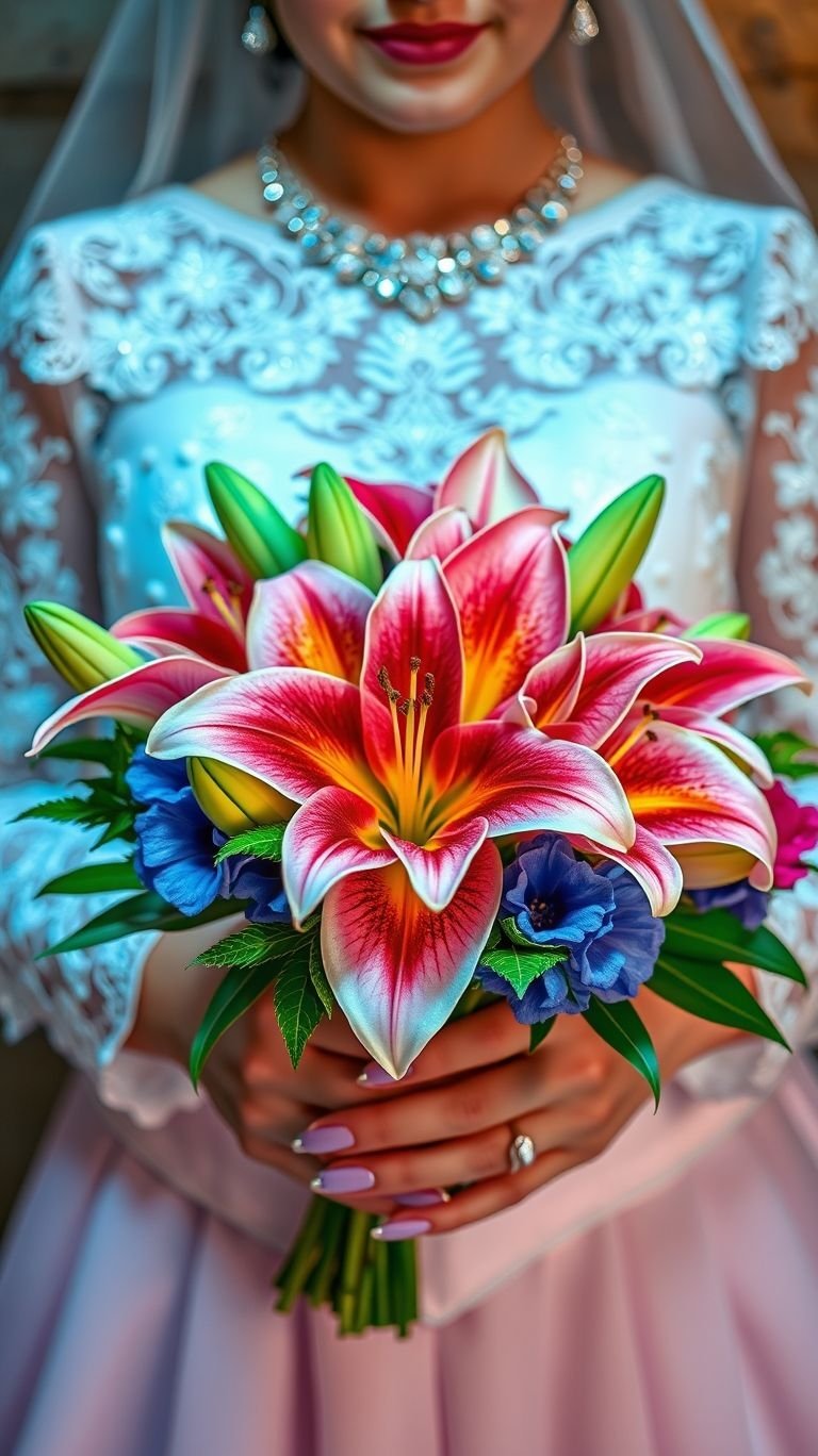If lilies were movie stars, this bouquet’s the red carpet. Understated yet magnetic—ideal for the bride who knows timeless beats trendy.