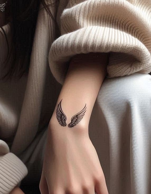 Small but mighty, these little angel wings tattoos whisper protection and grace with a delicate flutter of inked charm.