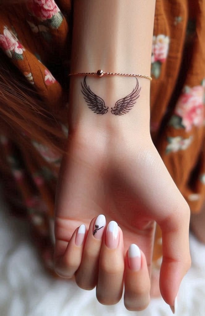 Soft, subtle, and full of spirit—tiny angel wings tattoos bring just enough celestial energy to keep you flying high.