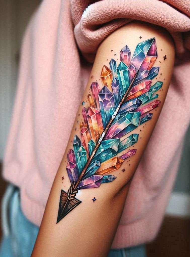 Grounded in magic, glowing with grace—crystal tattoos turn your body into a living altar of gorgeous vibes.