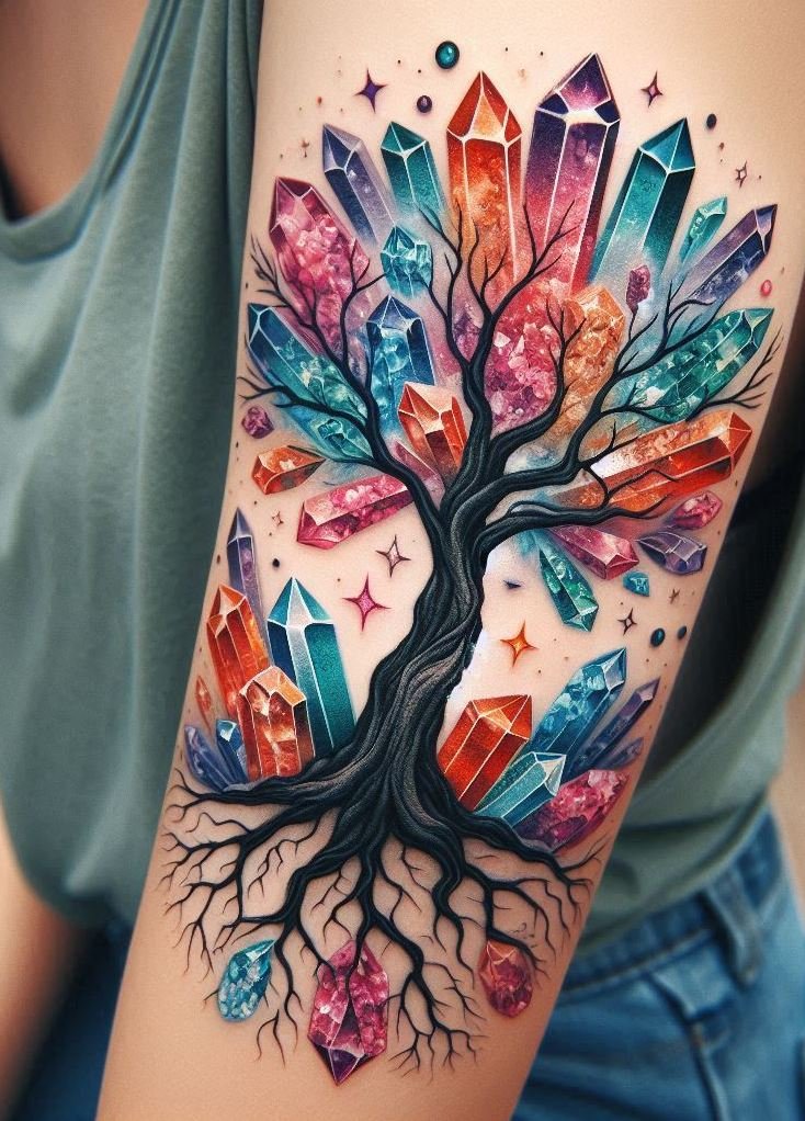 From quartz to amethyst, these magical crystal tattoos are the perfect blend of earthy wonder and celestial sparkle.