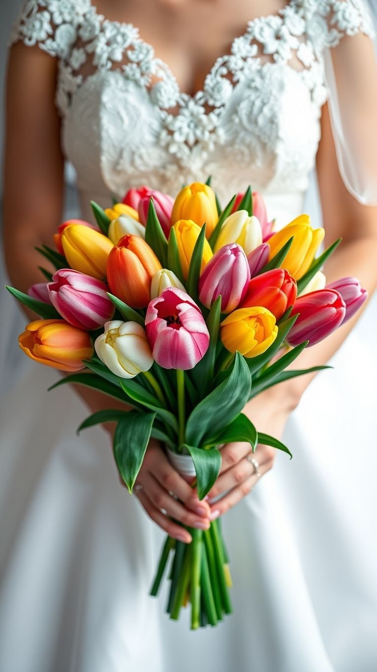 Multicolored tulips: because your love story doesn’t come in grayscale. This bouquet has more tones than your playlist’s heartbreak-to-happy arc.