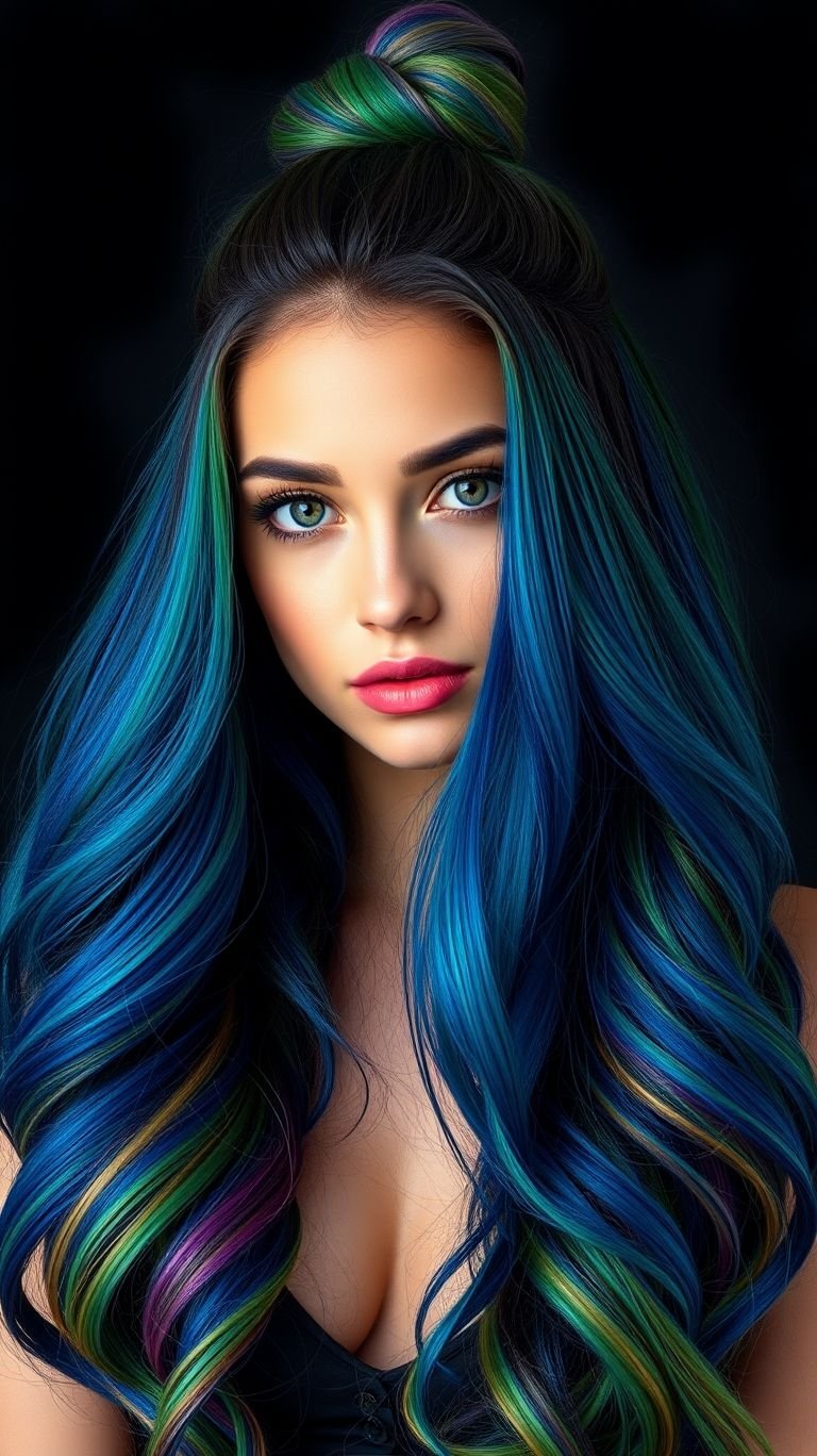 Ever seen a hairstyle that could double as a festival beacon? Neon high buns are serving glow goddess realness.