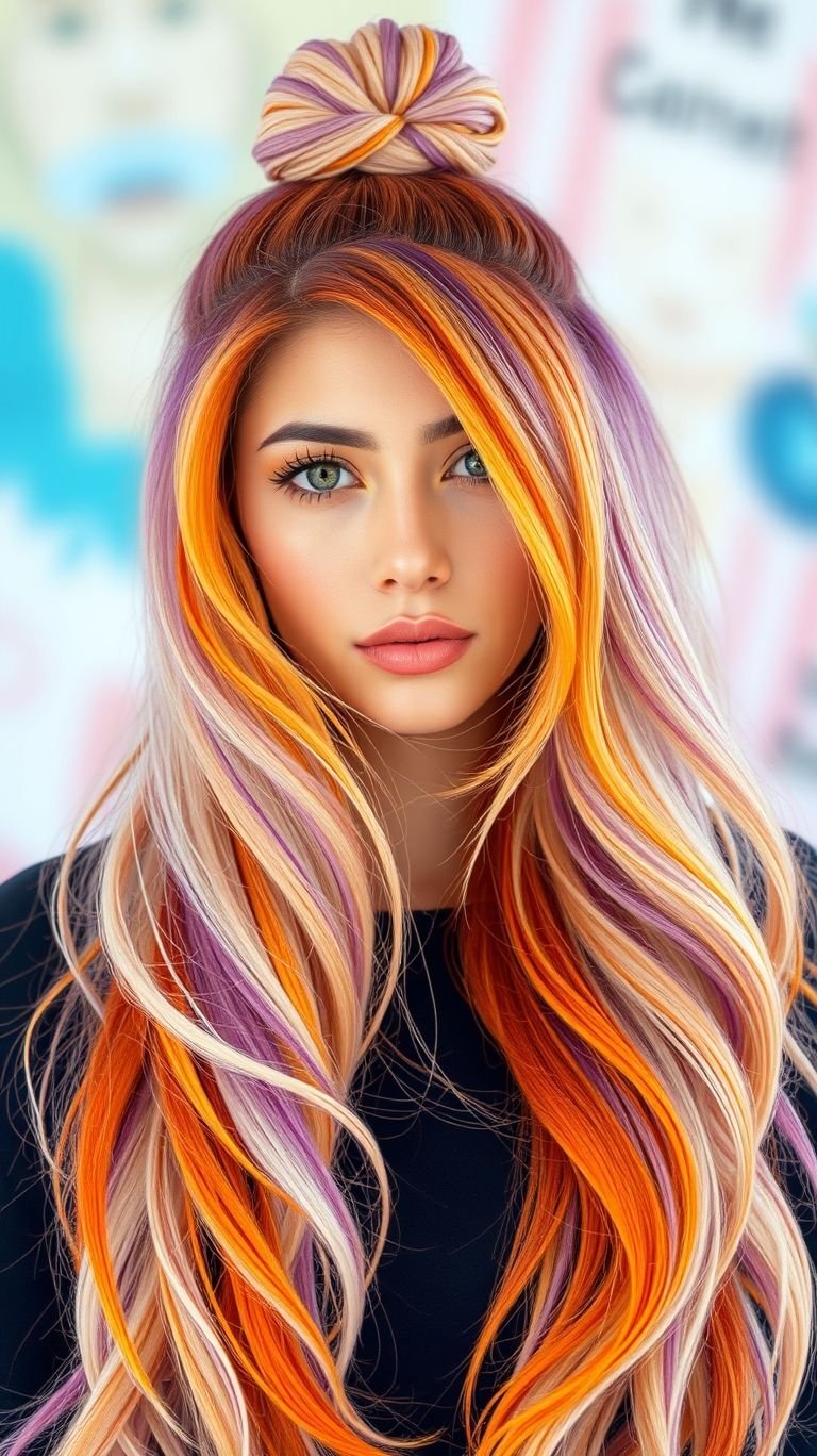 Who needs mood rings when your bun’s already blushing in orange and pink? It’s flirty, fiery, and fabulous—twisted to perfection.