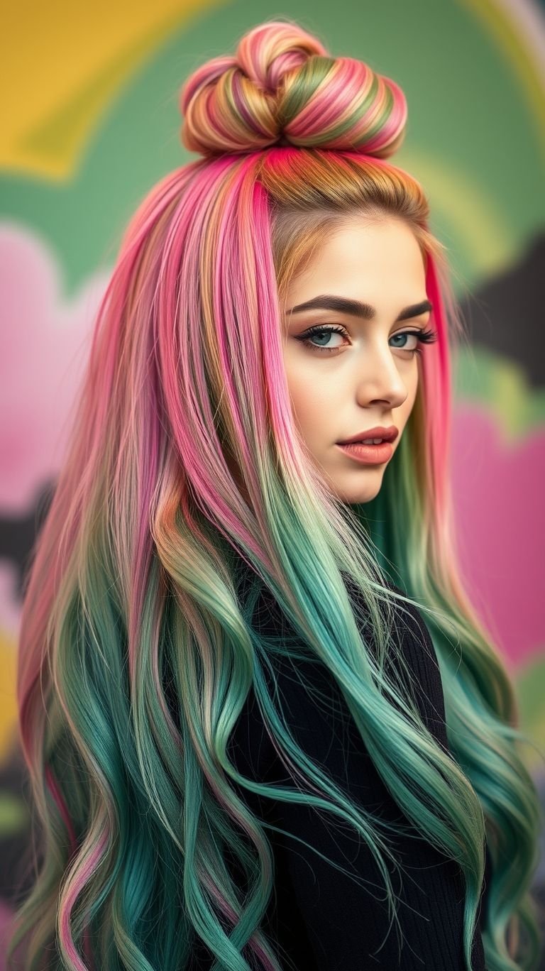 This bun's basically what happens when bubblegum meets mint tea—with attitude. Swoon-worthy and scalp-approved.