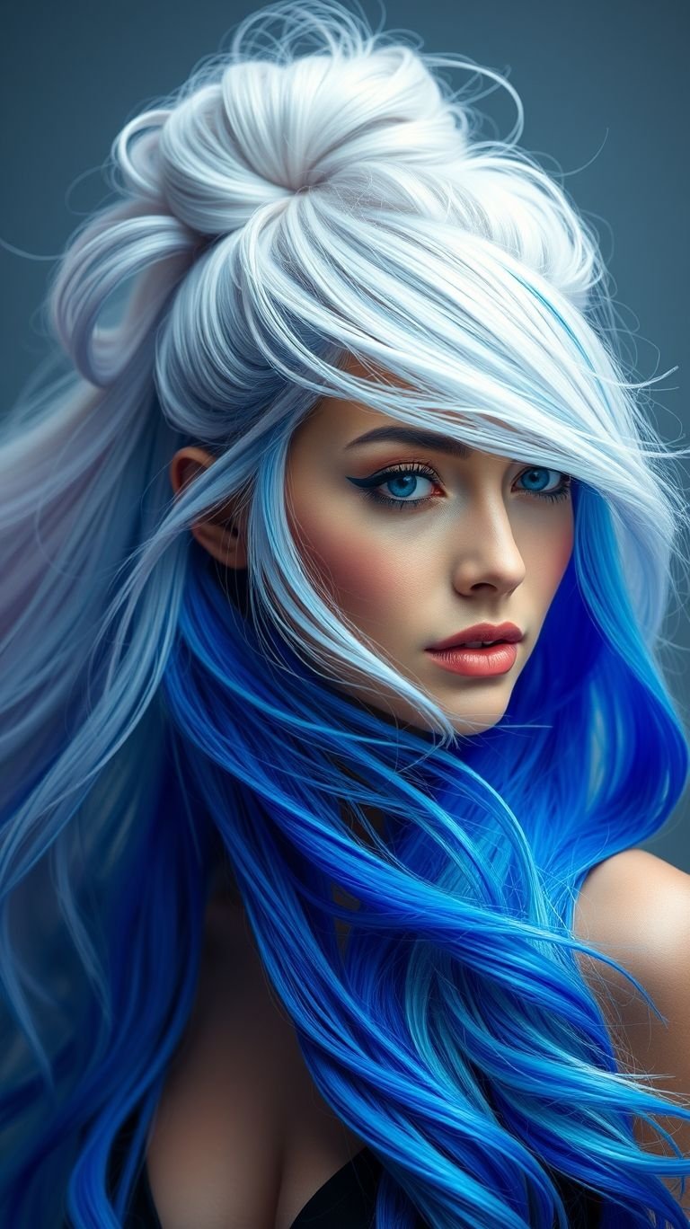 Galactic Chill Bun Why settle for earth tones when you can orbit silver and surf electric blue waves? This bun’s giving mooncore glow with spaceship-level cool.