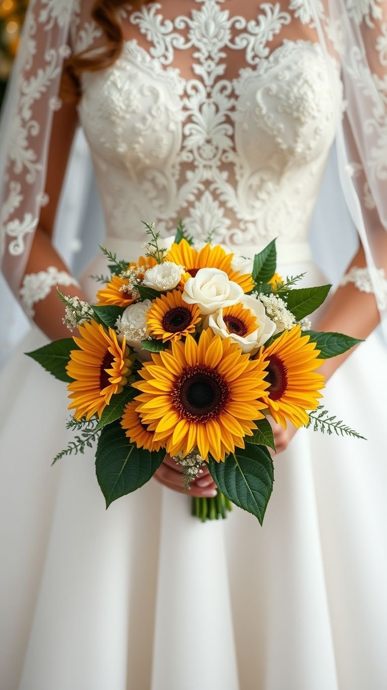 These sunflowers didn’t come to play. They came to turn your walk down the aisle into a stroll through golden confidence.