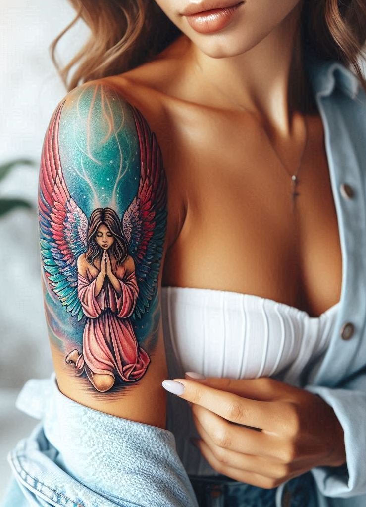 Magical Tattoos for Women: Simple secrets to stunning body art | Pocoko Angel wings tattoos are more than pretty—they’re powerful. Perfect for anyone exploring Magical Tattoos for women with a celestial twist.