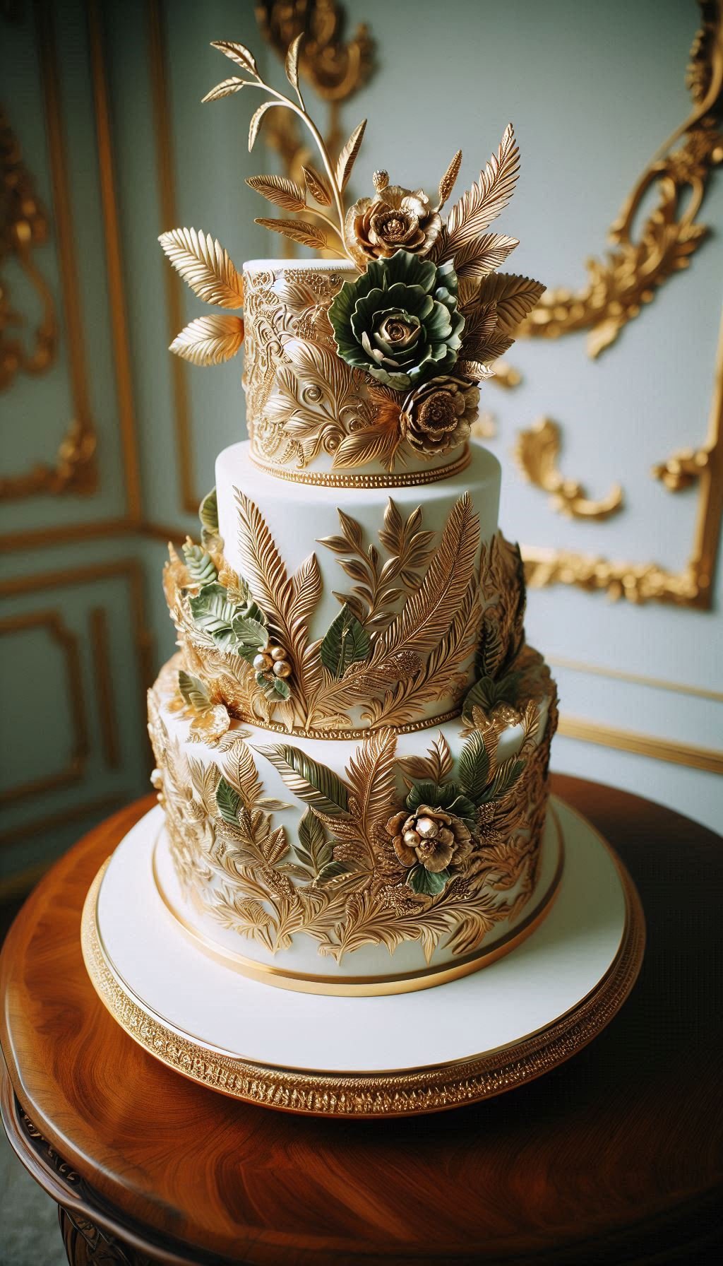 This is the kind of wedding cake that will have your guests leaning in and whispering, "Are those feathers real?" The incredible artistry in this emerald and bloom design is simply breathtaking, proving a wedding cake can be a true work of art.
