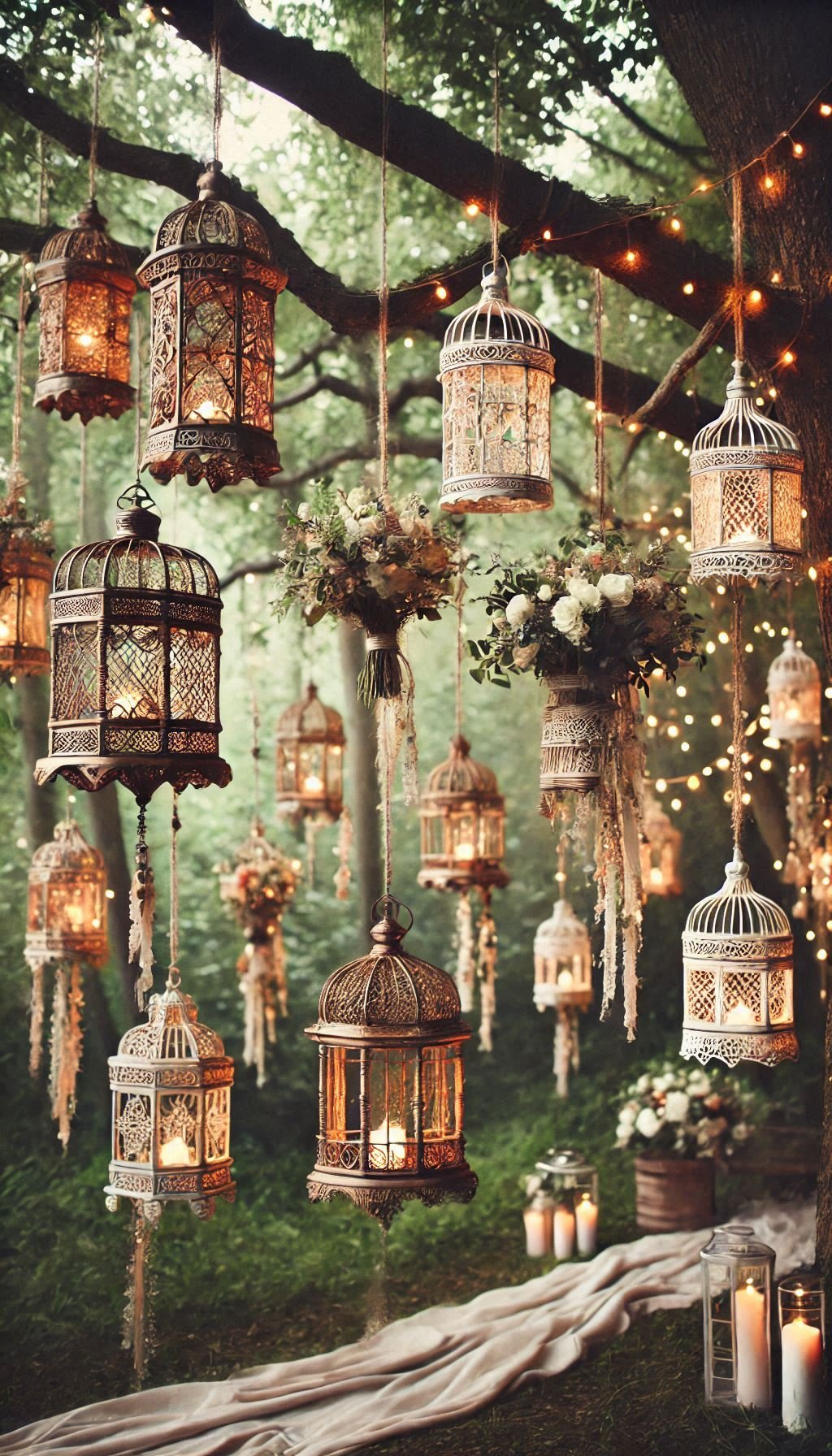 Who needs chandeliers when trees can glow? These wedding ideas prove that lanterns and fairy lights are the ultimate outdoor mood-setters.