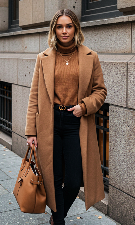 This is what happens when Fall Outfits go full Vogue. Effortless layers, dramatic trousers, and a coat that doesn’t need sleeves to make a statement.