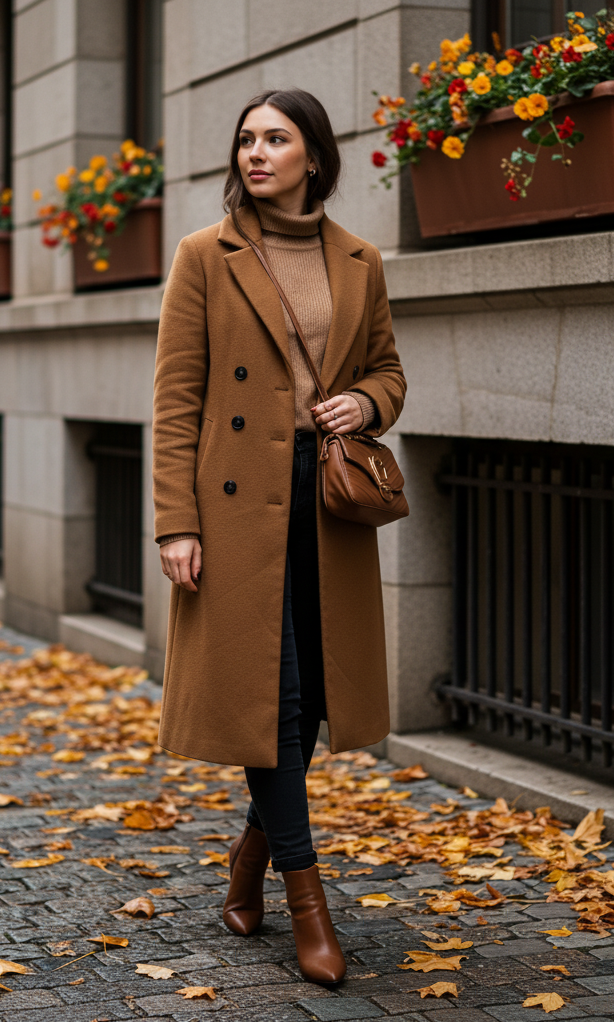 This look is proof that Fall Outfits can be both cozy and commanding. That coat’s not just outerwear—it’s a mood.