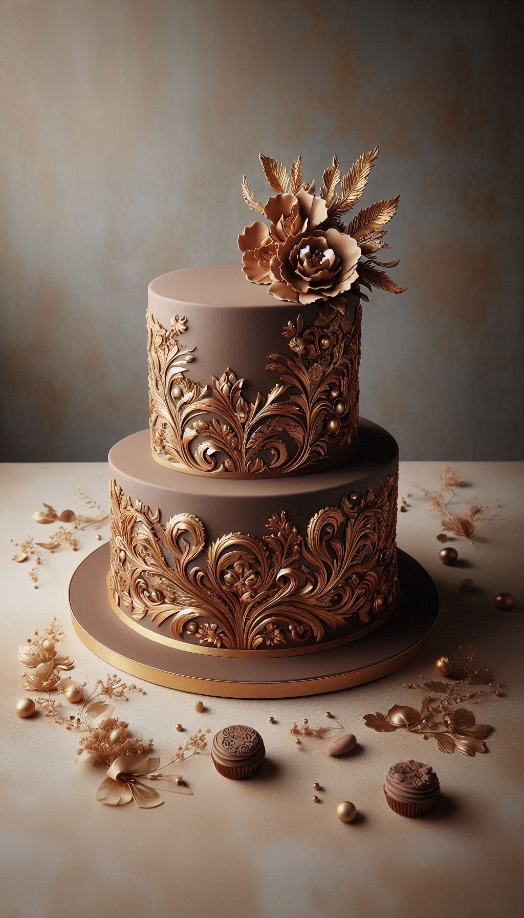 This is the wedding cake in its sophisticated, grown-up era. Rich, elegant, and unapologetically chocolatey, it's a refined choice for a couple with impeccable taste. A truly elegant and unforgettable wedding cake.