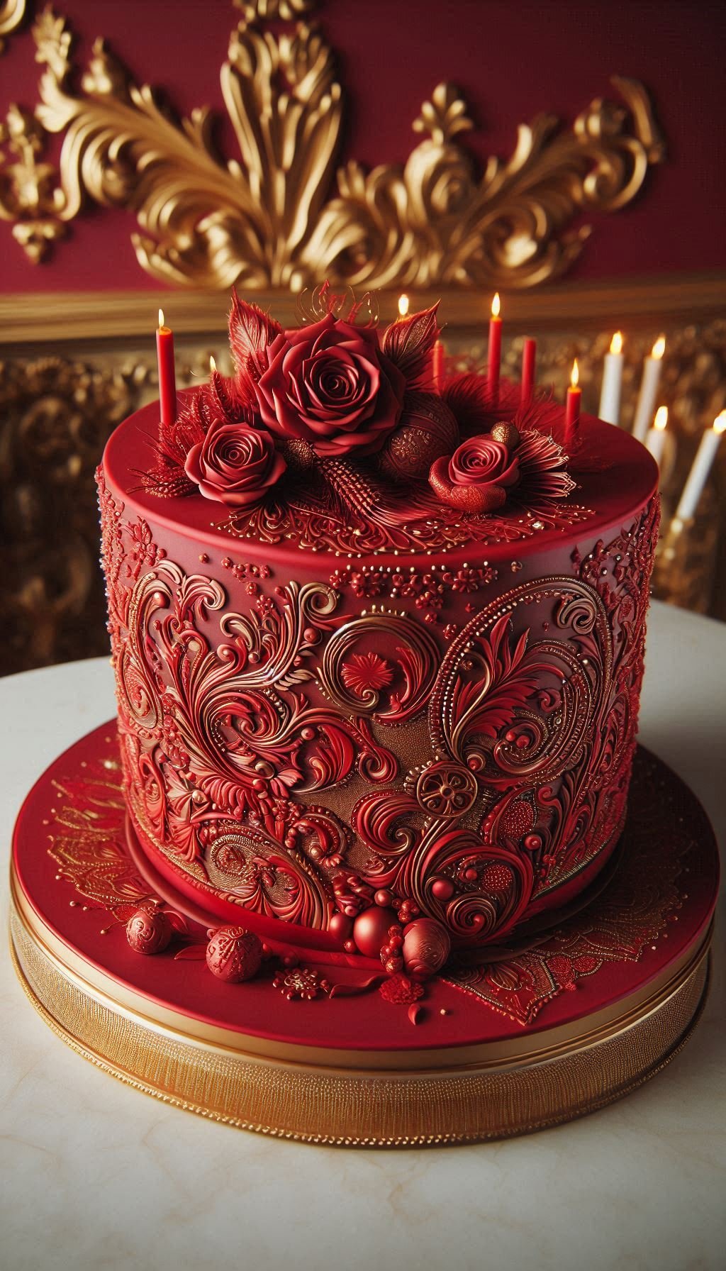 Years from now, your guests will still be talking about your incredible cake. The bold and beautiful choice of scarlet blooms makes for a completely unforgettable wedding cake experience. A truly legendary wedding cake for a legendary love.
