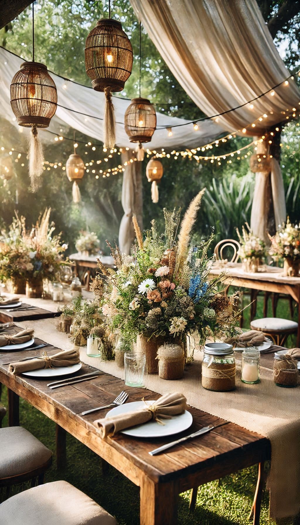 Want your tables to whisper romance and shout style? These wedding ideas with floral arrangements and rustic dishware do both.