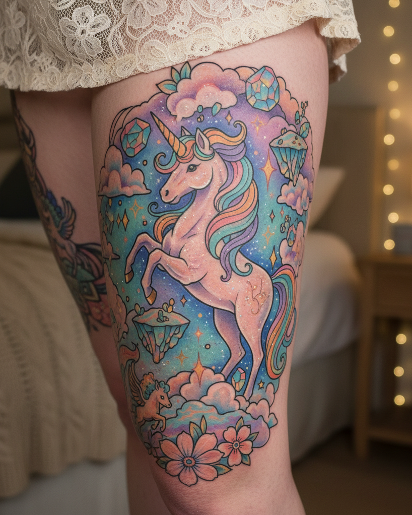 Magical Tattoos for Women: Simple secrets to stunning body art | Pocoko These designs are pure enchantment. Unicorn tattoos are Magical Tattoos for women who know that being rare is a superpower.