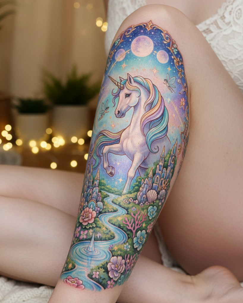 Magical Tattoos for Women: Simple secrets to stunning body art | Pocoko Unicorn tattoos are like wearable daydreams. They’re Magical Tattoos for women who chase stars and collect stories.