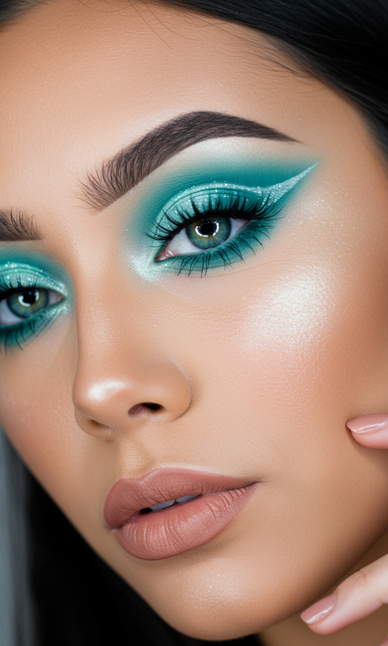 Eye Shadow Looks That Instantly Dazzle | Pocoko Aqua mint Eye Shadow is the color of calm with a twist of sass. Perfect for when you want to look cool but feel powerful.