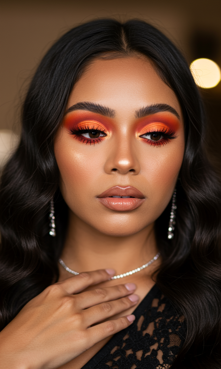 Eye Shadow Looks That Instantly Dazzle | Pocoko This orange Eye Shadow look is giving golden hour realness. It’s bold, juicy, and totally Insta-worthy.