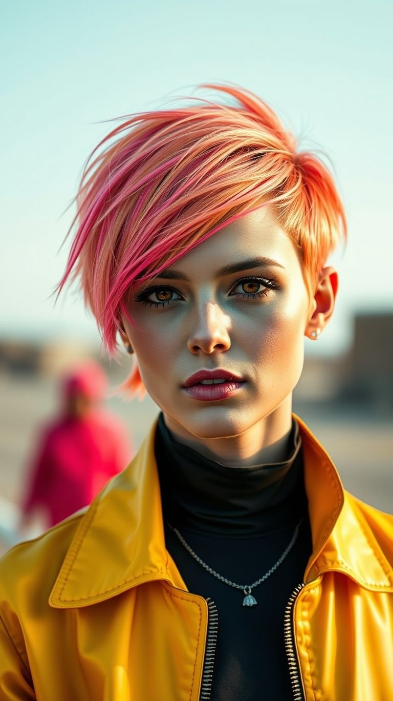 Who needs a filter when your hair’s already glowing? These pink neon hair color ideas will turn your short hair into pure, unapologetic energy.