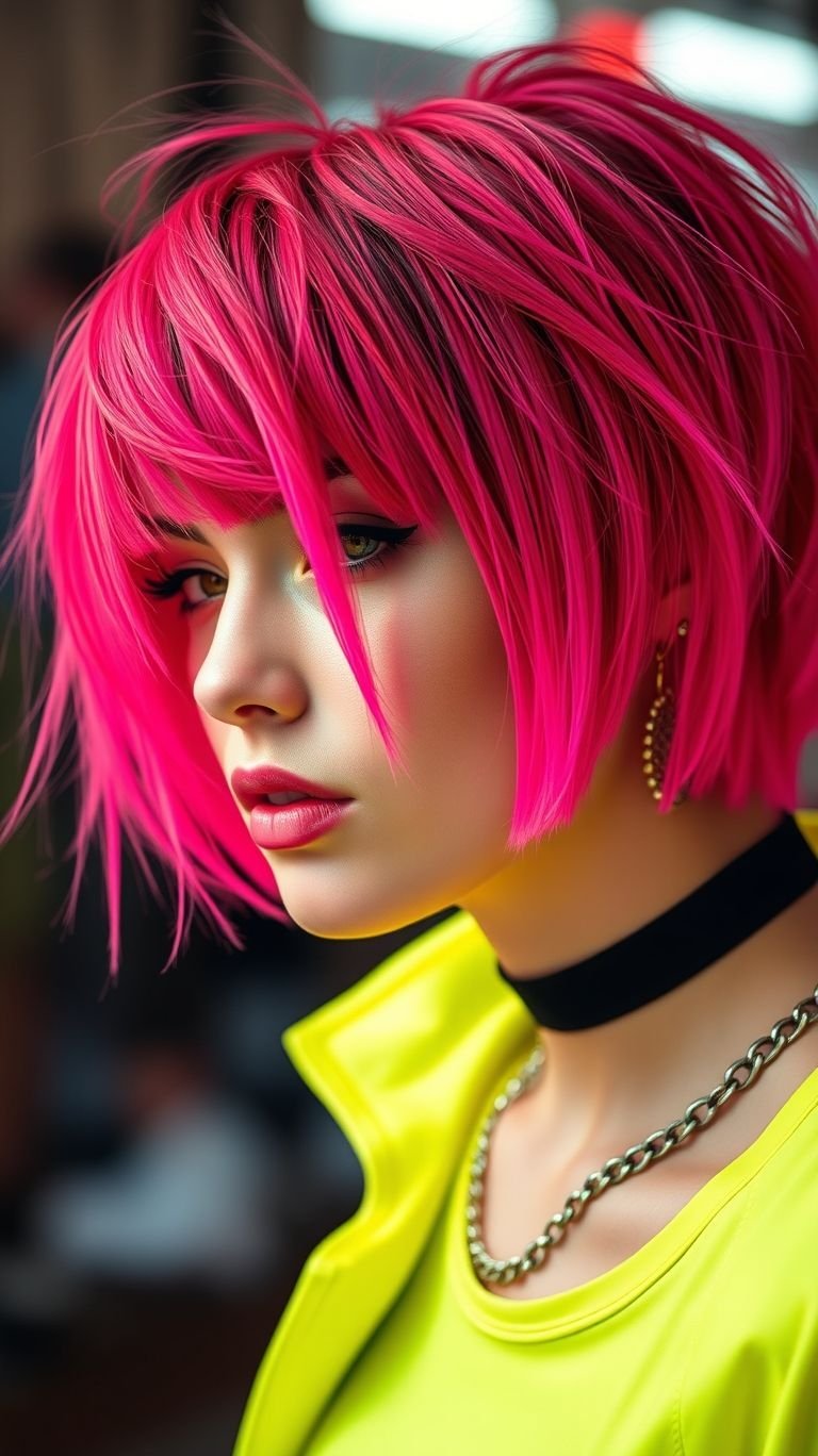 Want your hair to glow like your personality? These pink neon hair color ideas are the ultimate confidence booster for short-haired queens.