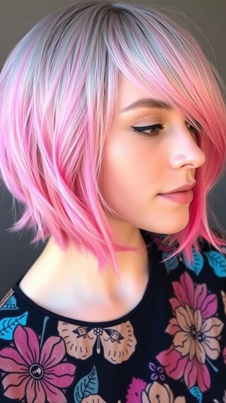 Turn your short hair into a masterpiece with these pink ombre with highlights hair color ideas that blend sweetness with serious style.
