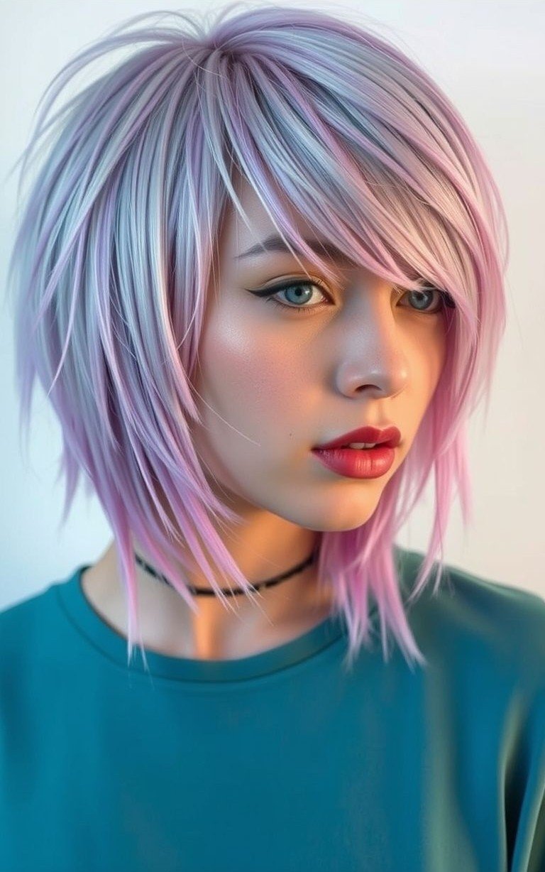 Can’t choose between sweet or cool? Go for both! These pink and blue hair color ideas for short hair are pure magic—think bubblegum meets cotton candy but make it fashion.