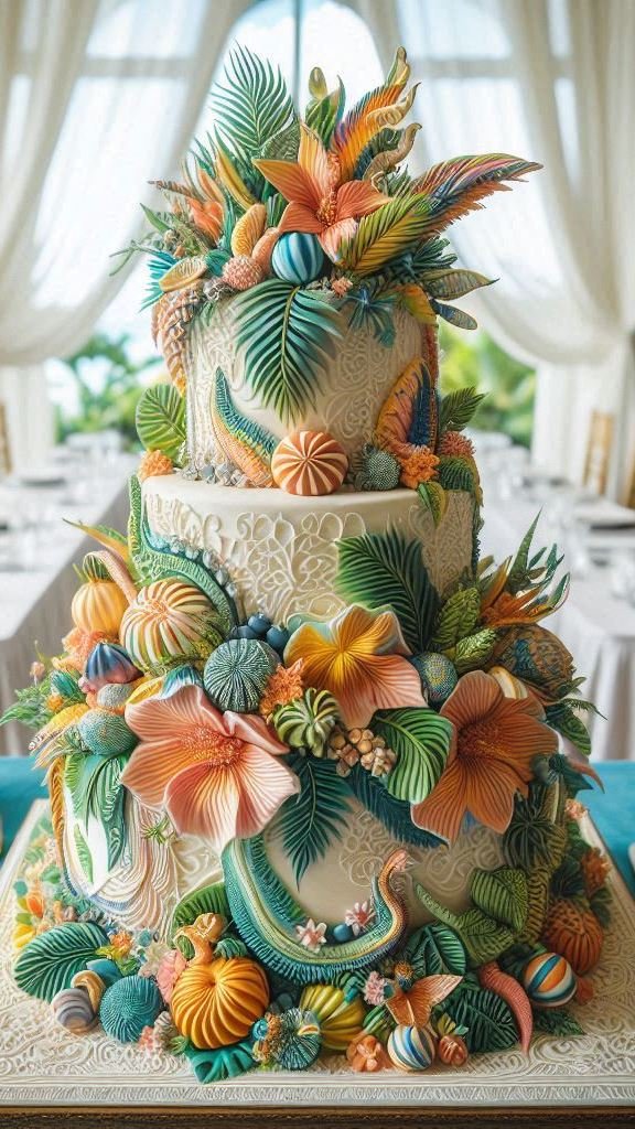 A little bit of sugar, a whole lot of paradise. This is what happens when amazing wedding cake ideas meet a tropical state of mind.