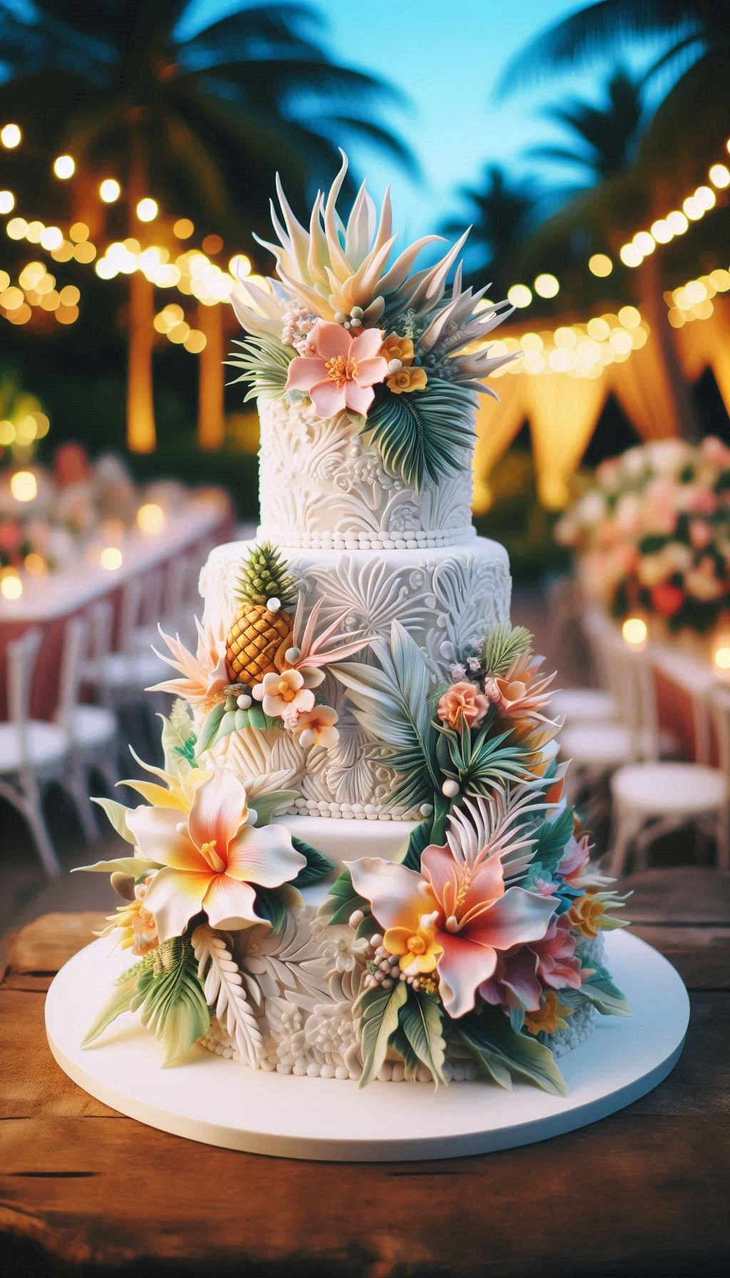 Bring the beach to your banquet with these tropical wedding cake Ideas — vibrant, artistic, and full of paradise-inspired details.