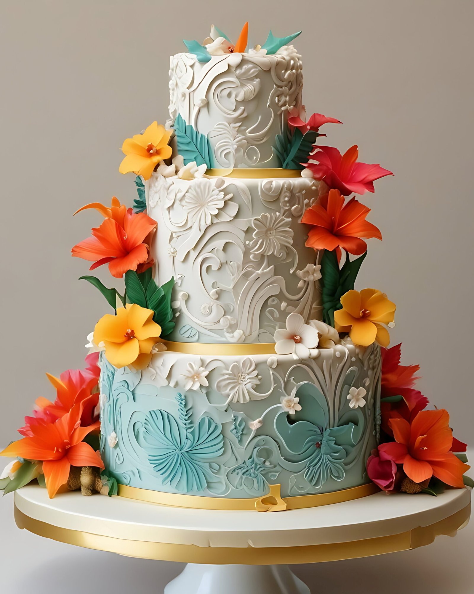 Dreaming of an ocean-kissed wedding? These wedding cake Ideas capture that tropical glow in every petal and swirl.