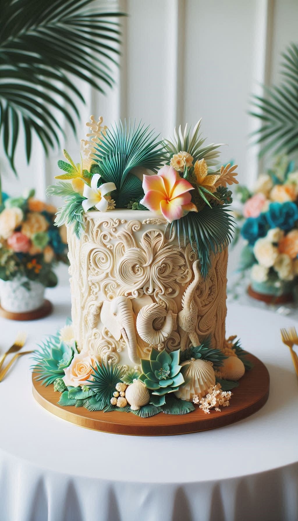 I'm pretty sure if you hold one of those seashells to your ear, you can hear the ocean. We love wedding cake ideas that transport you to paradise.