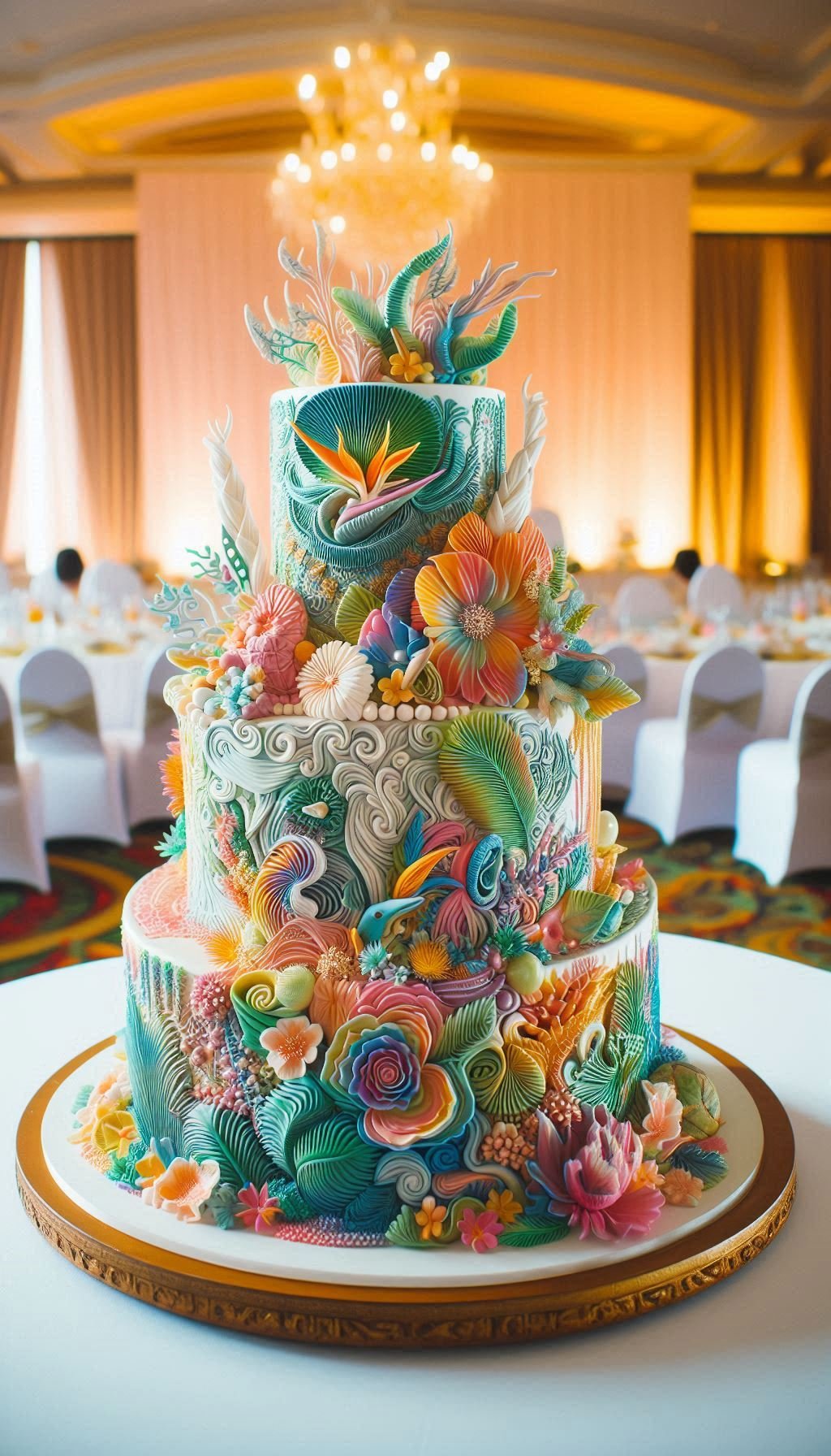 This cake looks like it’s permanently on vacation, and I fully support that vibe. If you're looking for vibrant wedding cake ideas, this is your official sign.