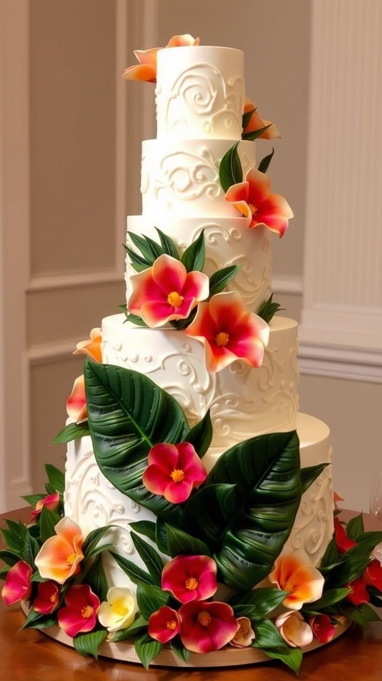 I'm mesmerized by the wavy textures and vibrant colors. Finding unique wedding cake ideas like this makes all the planning feel worth it.