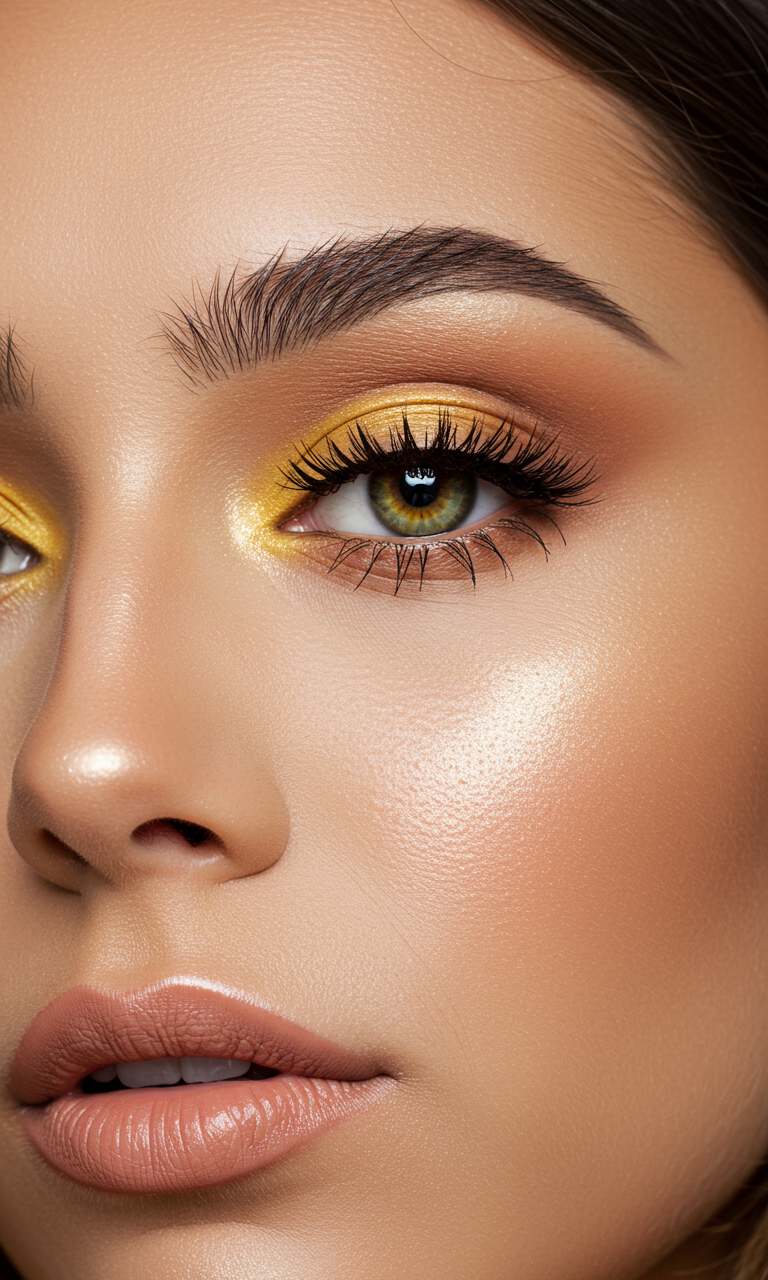 Eye Shadow Looks That Instantly Dazzle | Pocoko This Eye Shadow look is mellow yellow meets runway realness. It’s soft, radiant, and surprisingly wearable.
