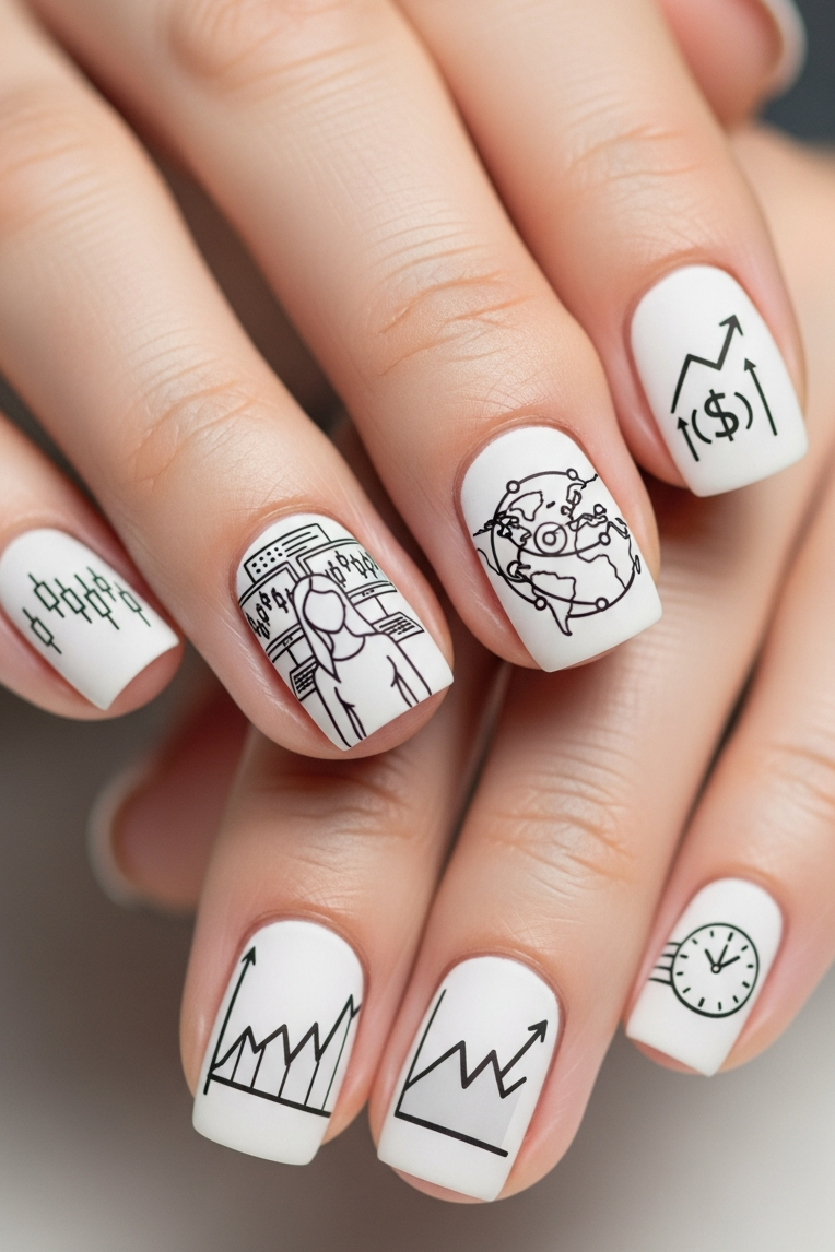 From sharp contrasts to subtle elegance, Classic Black and White – Corporate Inspired Nail Art makes professionalism look chic and timeless.