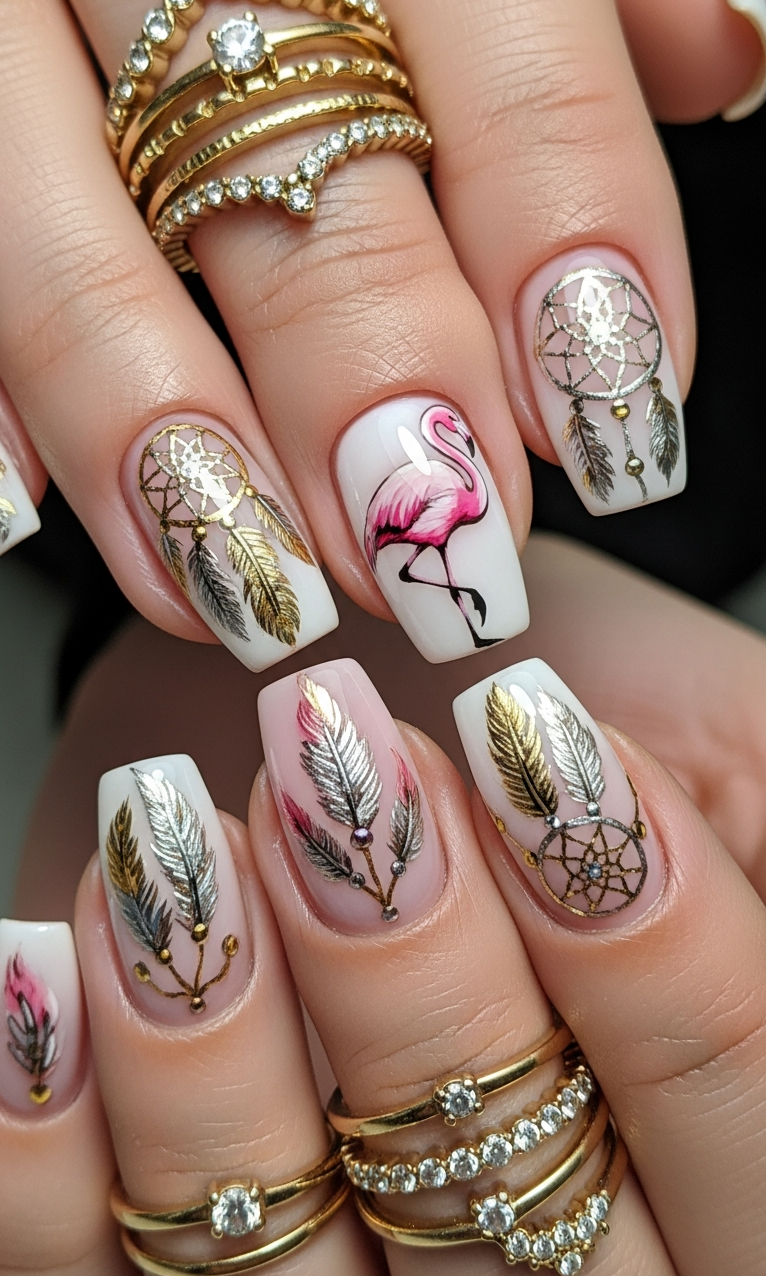 Flamingo Nailart Ideas 2026: 60+ Sensational Inspirations | Pocoko Flamingo nail art in 2026 is strutting in with serious confidence. Bright pink details and playful poses make every hand movement feel like a mini vacation.