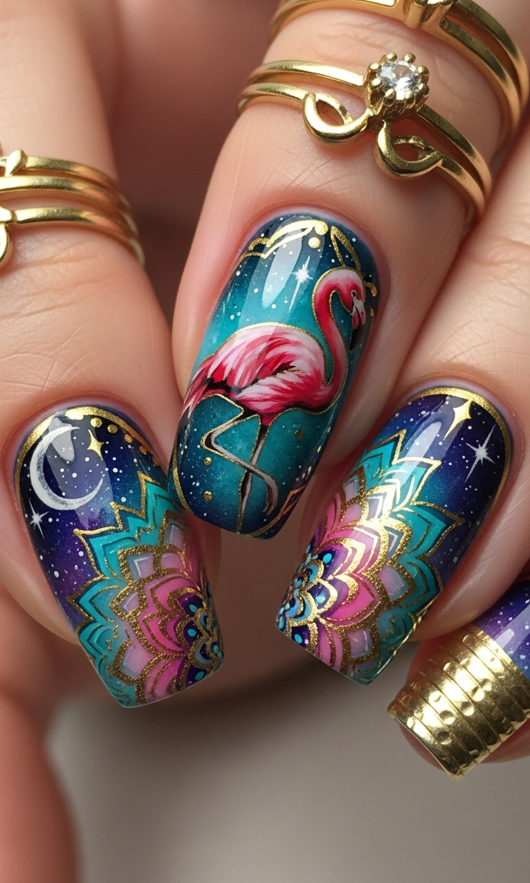 Flamingo Nailart Ideas 2026: 60+ Sensational Inspirations | Pocoko 2026 flamingo nails are all about detail. Delicate feathers, tiny beaks, and that iconic curve make it pop.