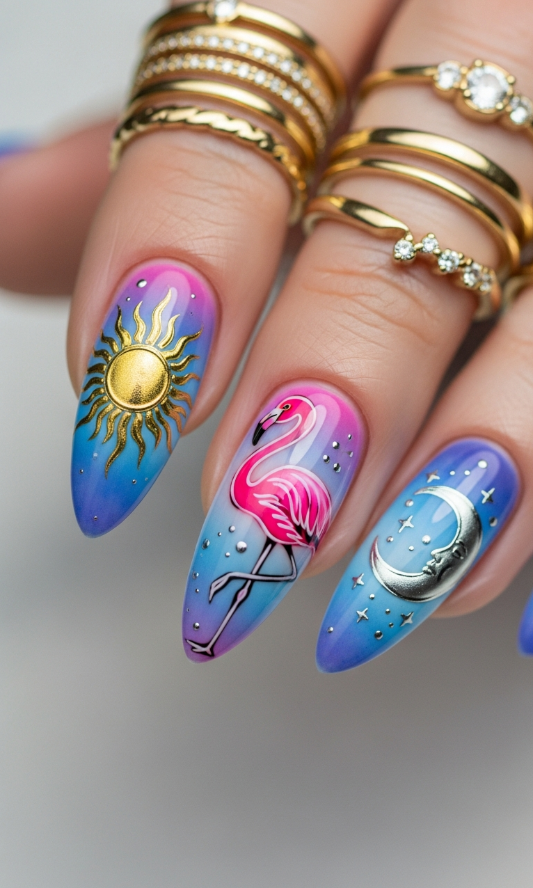 Flamingo Nailart Ideas 2026: 60+ Sensational Inspirations | Pocoko If your nails could go on holiday, this would be the look. Flamingos add personality without trying too hard.