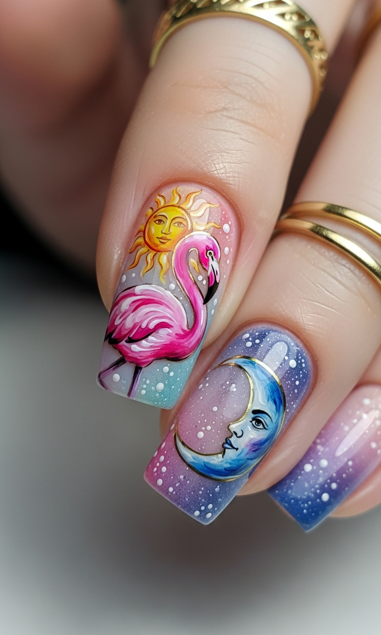 Flamingo Nailart Ideas 2026: 60+ Sensational Inspirations | Pocoko Flamingo nail art proves playful can still be polished. It’s bold but surprisingly elegant when styled right.