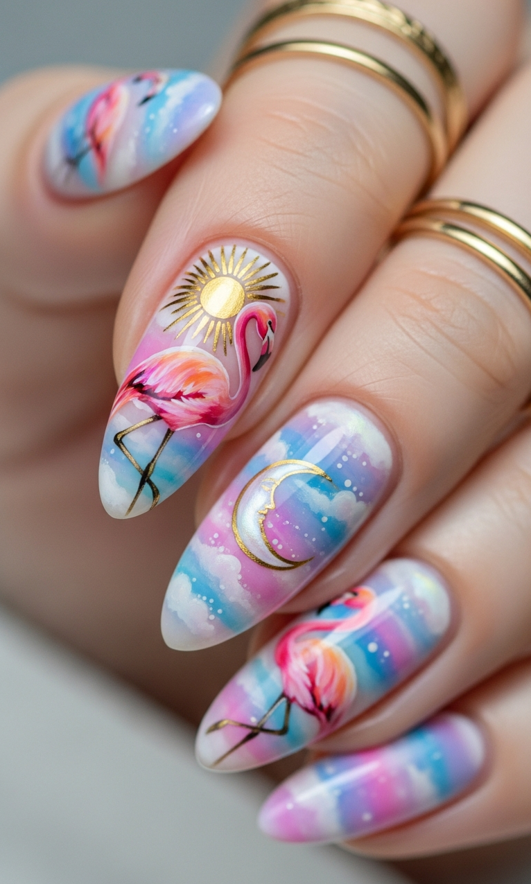 Flamingo Nailart Ideas 2026: 60+ Sensational Inspirations | Pocoko 2026 flamingo nails are all about creative expression. Artistic lines and playful themes turn hands into mini canvases.
