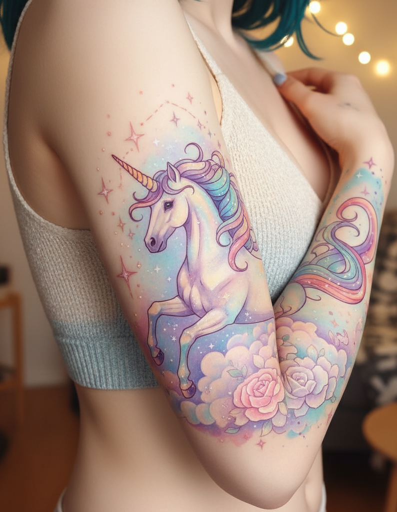 Magical Tattoos for Women: 45+ Enchanting Inspirations | Pocoko Hand unicorn ink feels playful but powerful. It says you believe in magic, and you’re not afraid to show it.