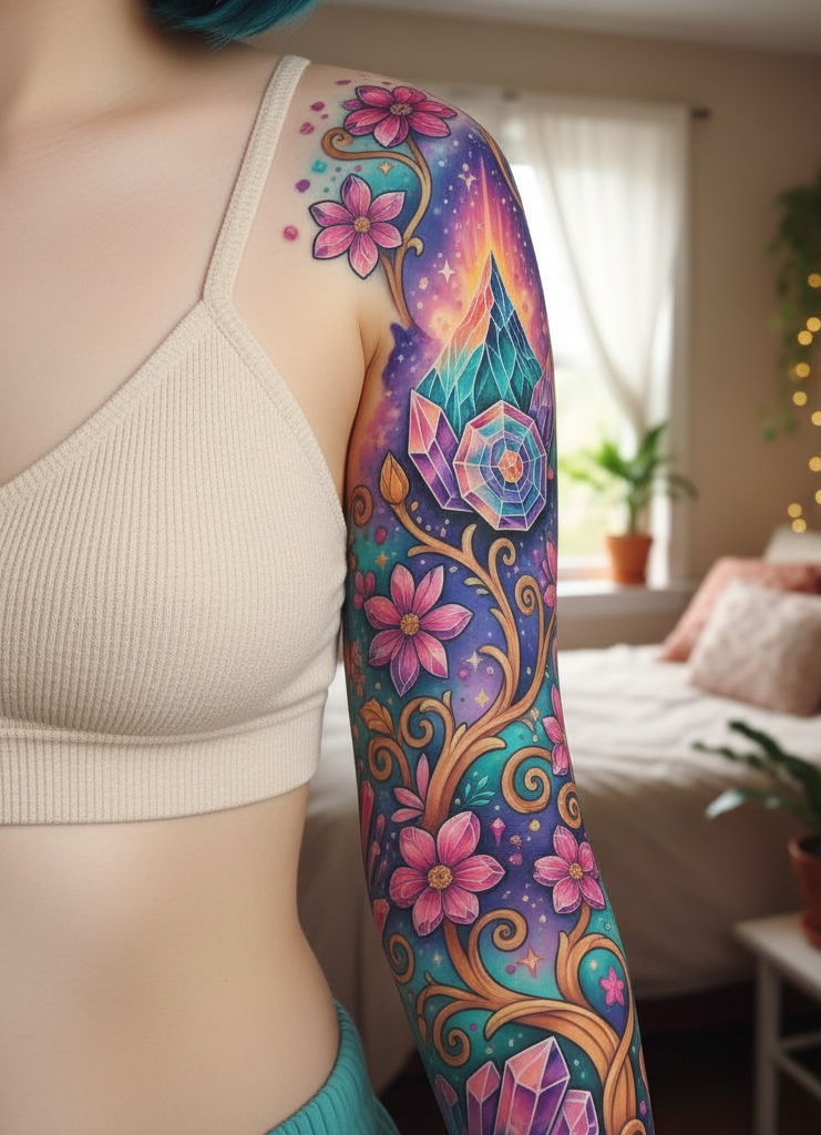 Magical Tattoos for Women: 45+ Enchanting Inspirations | Pocoko Crystal tattoos bring sparkle without the shimmer. Structured shapes, subtle shading, and a hint of spiritual symbolism make them endlessly captivating.