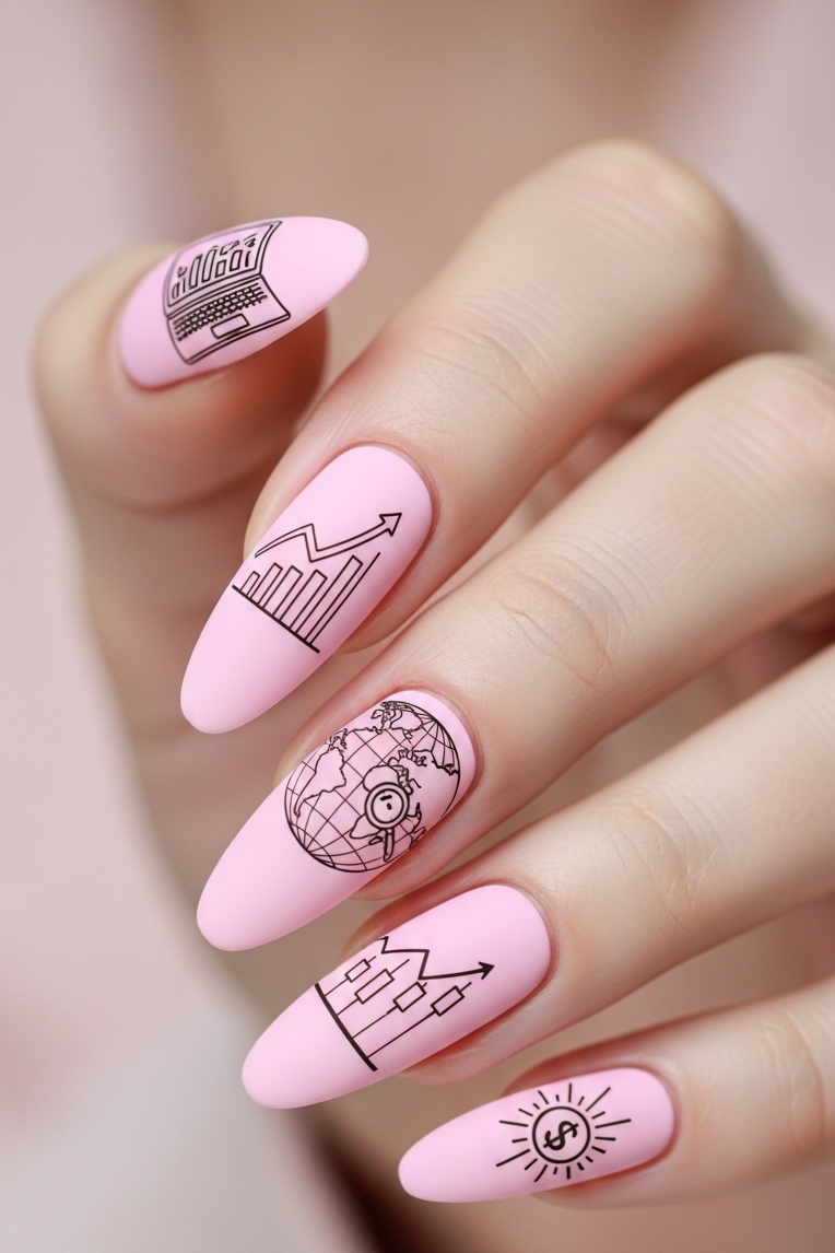 Pink – Corporate Inspired Nail Art that blends playful charm with polished professionalism. Every shade of pink feels like confidence wrapped in elegance.