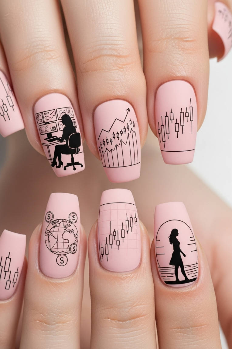 From blush tones to bold fuchsia, Pink – Corporate Inspired Nail Art makes boardroom style look chic and modern without losing its edge.